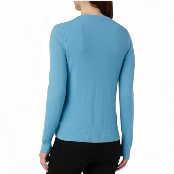 United Colors of Benetton Blue Crewneck Pure Italian Merino Wool Sweater Minimal - Picture 3 of 13